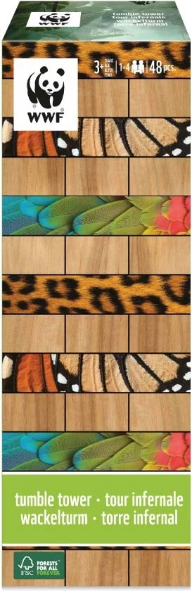 Wereld Natuur Fonds WWF Tuimeltoren Met Dierenprints - Tropical 3 Wereld Natuur Fonds WWF Tuimeltoren Met Dierenprints - Tropical