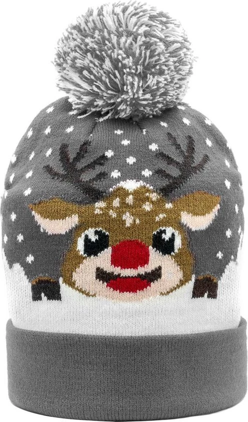 JAP Christmas JAP Kerstmuts - Kerst Beanie Voor Volwassenen En Kinderen - Rudolf - Oh Deer - Grijs 4 JAP Christmas JAP Kerstmuts - Kerst Beanie Voor Volwassenen En Kinderen - Rudolf - Oh Deer - Grijs - Afbeelding 2
