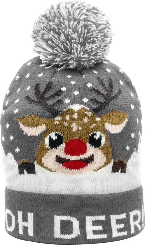 JAP Christmas JAP Kerstmuts - Kerst Beanie Voor Volwassenen En Kinderen - Rudolf - Oh Deer - Grijs 3 JAP Christmas JAP Kerstmuts - Kerst Beanie Voor Volwassenen En Kinderen - Rudolf - Oh Deer - Grijs