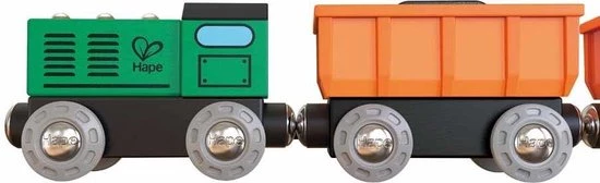 Hape Diesel Goederentrein 5-delig Groen/oranje/zwart 10 Hape Diesel Goederentrein 5-delig Groen/oranje/zwart - Afbeelding 8