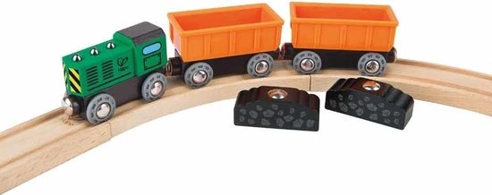 Hape Diesel Goederentrein 5-delig Groen/oranje/zwart 9 Hape Diesel Goederentrein 5-delig Groen/oranje/zwart - Afbeelding 7