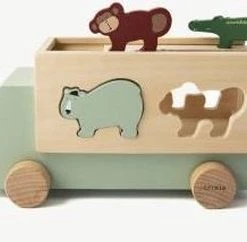 Trixie Trekfiguur Vrachtwagen 23 Cm Hout Naturel/groen 6-delig