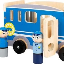 Small Foot Company Small Foot Politiebus Xl Hout Jongens 30 Cm Blauw 6-delig