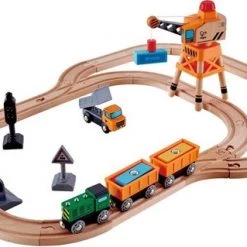 Hape-treinbaan- Hout- Magneetkraan- 34 Delig