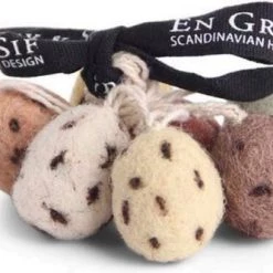 Én Gry & Sif Pasen Decoratie - 7 X Mini Paaseieren Van Vilt - Natuurlijk - Paastak Versiering