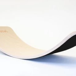 Wobbel Original Zwart - Linnen / Whitewash Houten Balance Board Van 90 Cm Met Zwart Wolvilt