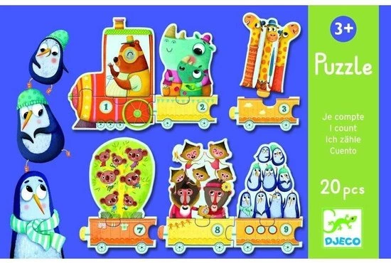 Djeco - Puzzel Trein - Ik Tel - 20 Stukjes 4 Djeco - Puzzel Trein - Ik Tel - 20 Stukjes - Afbeelding 2