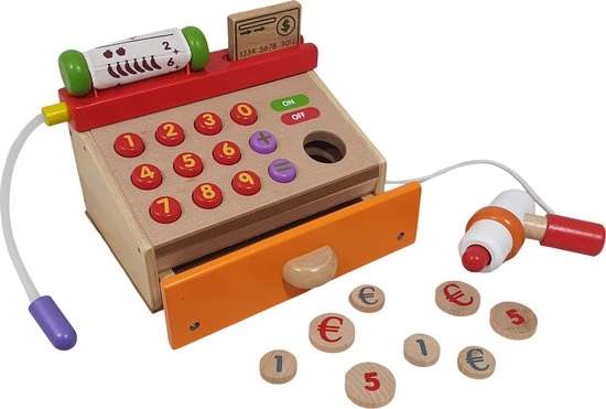 Jou?co 2 In 1 Theater En Winkel Met 6 Poppenkastpoppen-kassa-18-delige Boodschappen Set 6 Kratjes En 24 Stuks Groente-fruit 4 Jou?co 2 In 1 Theater En Winkel Met 6 Poppenkastpoppen-kassa-18-delige Boodschappen Set 6 Kratjes En 24 Stuks Groente-fruit - Afbeelding 2