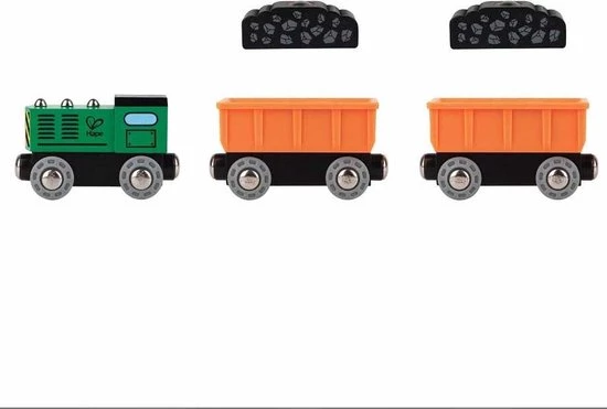 Hape Diesel Goederentrein 5-delig Groen/oranje/zwart 4 Hape Diesel Goederentrein 5-delig Groen/oranje/zwart - Afbeelding 2
