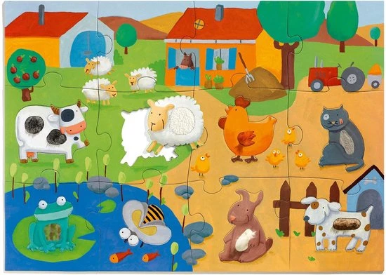 Djeco Voelpuzzel Boerderij - 12 Stukjes 8 Djeco Voelpuzzel Boerderij - 12 Stukjes - Afbeelding 6