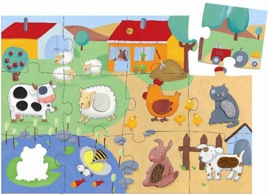 Djeco Voelpuzzel Boerderij - 12 Stukjes 7 Djeco Voelpuzzel Boerderij - 12 Stukjes - Afbeelding 5