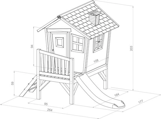 AXI Robin Speelhuis In Bruin/Antraciet - Met Veranda En Grijze Glijbaan - Speelhuisje Op Palen Met Veranda - FSC Hout - Speeltoestel Voor De Tuin 9 AXI Robin Speelhuis In Bruin/Antraciet - Met Veranda En Grijze Glijbaan - Speelhuisje Op Palen Met Veranda - FSC Hout - Speeltoestel Voor De Tuin - Afbeelding 7