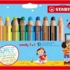 STABILO Woody 3 In 1 - Multi Talent Kleurpotlood - Etui Met 10 Kleuren + Puntenslijper