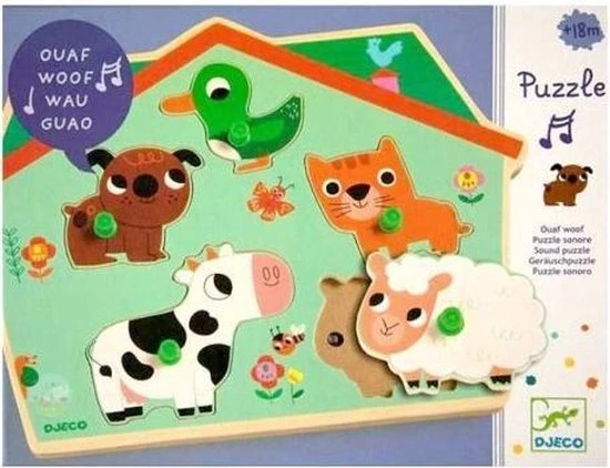 Djeco Geluidenpuzzel - De Boerderij - 5 Stukjes 4 Djeco Geluidenpuzzel - De Boerderij - 5 Stukjes - Afbeelding 2