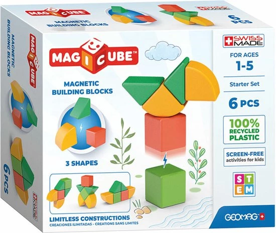 Geomag Magicube 3 Recyclede Vormen Starters Set 6-delig 3 Geomag Magicube 3 Recyclede Vormen Starters Set 6-delig