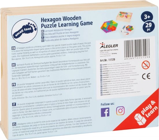 Small Foot Company Small Foot - Hexagon Wooden Puzzle Learning Game 8 Small Foot Company Small Foot - Hexagon Wooden Puzzle Learning Game - Afbeelding 6