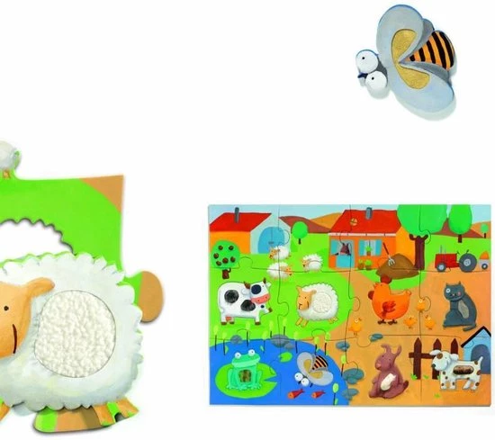 Djeco Voelpuzzel Boerderij - 12 Stukjes 11 Djeco Voelpuzzel Boerderij - 12 Stukjes - Afbeelding 9