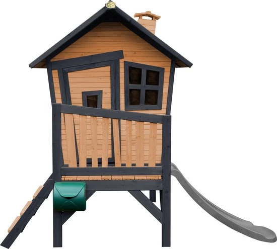 AXI Robin Speelhuis In Bruin/Antraciet - Met Veranda En Grijze Glijbaan - Speelhuisje Op Palen Met Veranda - FSC Hout - Speeltoestel Voor De Tuin 30 AXI Robin Speelhuis In Bruin/Antraciet - Met Veranda En Grijze Glijbaan - Speelhuisje Op Palen Met Veranda - FSC Hout - Speeltoestel Voor De Tuin - Afbeelding 28
