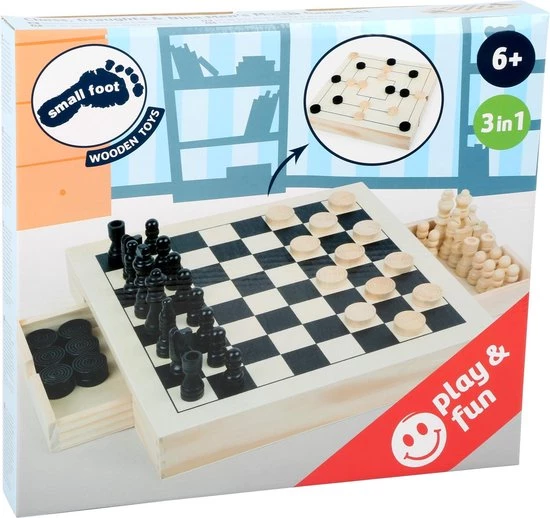 Small Foot Company Small Foot - Chess, Draughts & Nine Men's Morris Game Set 6 Small Foot Company Small Foot - Chess, Draughts & Nine Men's Morris Game Set - Afbeelding 4