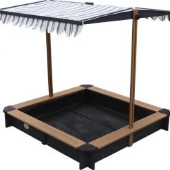 AXI Lily Zandbak Met Verstelbaar Dak Antraciet/Bruin - FSC Hout - Zitplaatsen Rond De Zandbak
