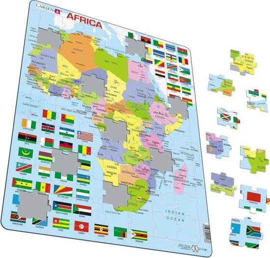 Larsen Legpuzzel Maxi Afrika Junior - Karton - 70 Stukjes 4 Larsen Legpuzzel Maxi Afrika Junior - Karton - 70 Stukjes - Afbeelding 2