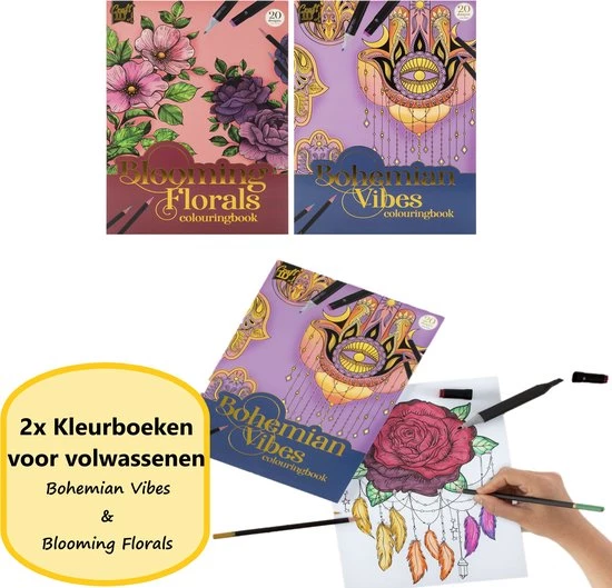 Craft Sensations Colouringbook For Adults | Set Van 2 | Geschikt Voor Markers En Kleurpotloden | 250 Grams Papier | Elk Kleurboek Voorzien Van 20 Pagina's | Kleurboek Voor Volwassenen | 40 Designs In Totaal 3 Craft Sensations Colouringbook For Adults | Set Van 2 | Geschikt Voor Markers En Kleurpotloden | 250 Grams Papier | Elk Kleurboek Voorzien Van 20 Pagina's | Kleurboek Voor Volwassenen | 40 Designs In Totaal