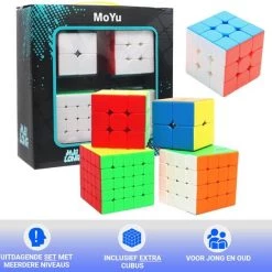 Puzzelkubus – 2x2, 3x3, 4x4, 5x5 - Extra 3x3 Puzzelkubus - Rubiks Cube - MoYu Speed Cube - Gratis 5x Cubestands - Complete Set 12 Puzzelkubus – 2x2, 3x3, 4x4, 5x5 - Extra 3x3 Puzzelkubus - Rubiks Cube - MoYu Speed Cube - Gratis 5x Cubestands - Complete Set -duurzamer-speelgoed Verkoop 550x538