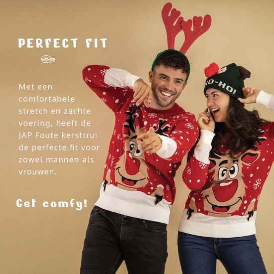 JAP Christmas JAP Foute Kersttrui - Rudolf Het Rendier - Kerstcadeau - Voor Kinderen - Kerst - 4/5 Jaar - Rood 5 JAP Christmas JAP Foute Kersttrui - Rudolf Het Rendier - Kerstcadeau - Voor Kinderen - Kerst - 4/5 Jaar - Rood - Afbeelding 3