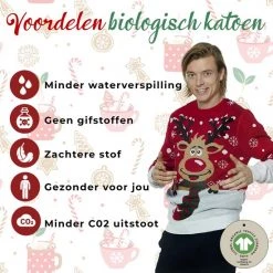 Jule Sweaters Foute Kersttrui Dames & Heren - Christmas Sweater "Rudolf Met Sjaal" - 100% Biologisch Katoen - Kerst Trui Mannen & Vrouwen Maat M -duurzamer-speelgoed Verkoop 550x550 1033