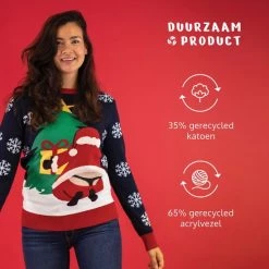 JAP Christmas JAP Foute Kersttrui - Santastring - Kerstcadeau Volwassenen - Dames En Heren - Kerst - 3XL - Blauw -duurzamer-speelgoed Verkoop 550x550 122