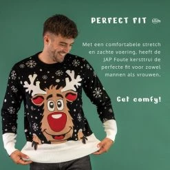 JAP Christmas JAP Foute Kersttrui - Rudolf Het Rendier - Kerstcadeau Volwassenen - Dames En Heren - Kerst - 2XL - Zwart -duurzamer-speelgoed Verkoop 550x550 159