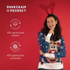 JAP Christmas JAP Foute Kersttrui - Rudolf Het Rendier - Kerstcadeau Volwassenen - Dames En Heren - Kerst - 2XL - Donker Blauw -duurzamer-speelgoed Verkoop 550x550 169