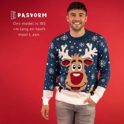 JAP Christmas JAP Foute Kersttrui - Rudolf Het Rendier - Kerstcadeau Volwassenen - Dames En Heren - Kerst - 2XL - Donker Blauw -duurzamer-speelgoed Verkoop 550x550 172