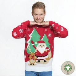 Jule Sweaters Foute Kersttrui Dames & Heren - Christmas Sweater "Kerstman En Lief Rendier" - 100% Biologisch Katoen - Kerst Trui Mannen & Vrouwen Maat XL -duurzamer-speelgoed Verkoop 550x550 270