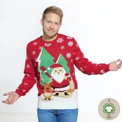 Jule Sweaters Foute Kersttrui Dames & Heren - Christmas Sweater "Kerstman En Lief Rendier" - 100% Biologisch Katoen - Kerst Trui Mannen & Vrouwen Maat XL -duurzamer-speelgoed Verkoop 550x550 271