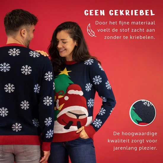 JAP Christmas JAP Foute Kersttrui - Santastring - Kerstcadeau Volwassenen - Dames En Heren - Kerst - S - Blauw 8 JAP Christmas JAP Foute Kersttrui - Santastring - Kerstcadeau Volwassenen - Dames En Heren - Kerst - S - Blauw - Afbeelding 6