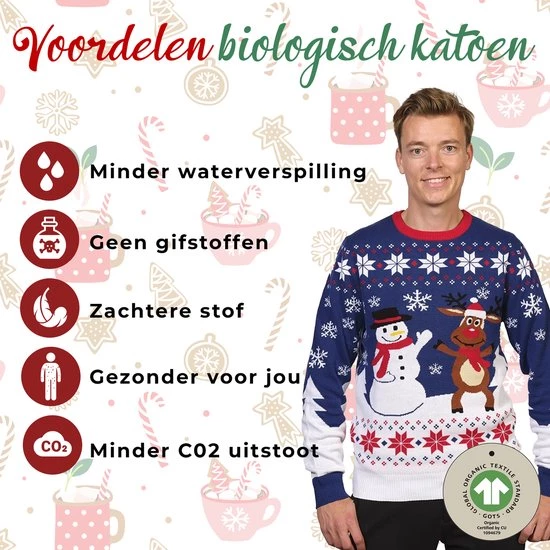 Jule Sweaters Foute Kersttrui Dames & Heren - Christmas Sweater "Beste Vrienden" - 100% Biologisch Katoen - Kerst Trui Mannen & Vrouwen Maat L 5 Jule Sweaters Foute Kersttrui Dames & Heren - Christmas Sweater "Beste Vrienden" - 100% Biologisch Katoen - Kerst Trui Mannen & Vrouwen Maat L - Afbeelding 3
