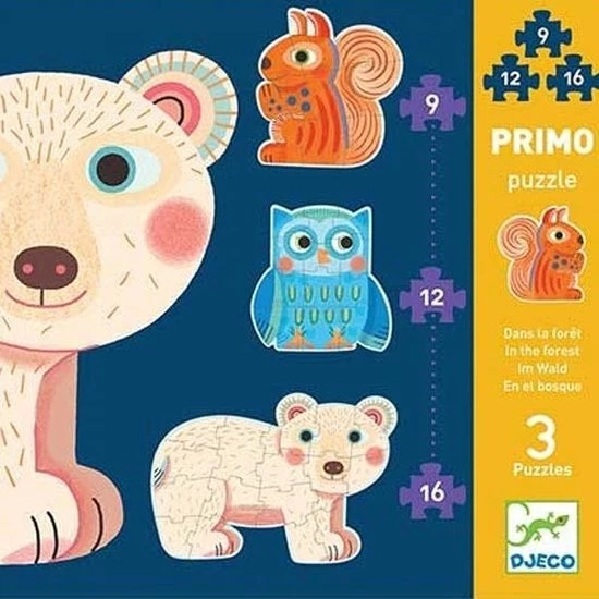 Djeco - Djeco Primo Puzzel In Het Bos 9, 12, 16 St 5 Djeco - Djeco Primo Puzzel In Het Bos 9, 12, 16 St - Afbeelding 3