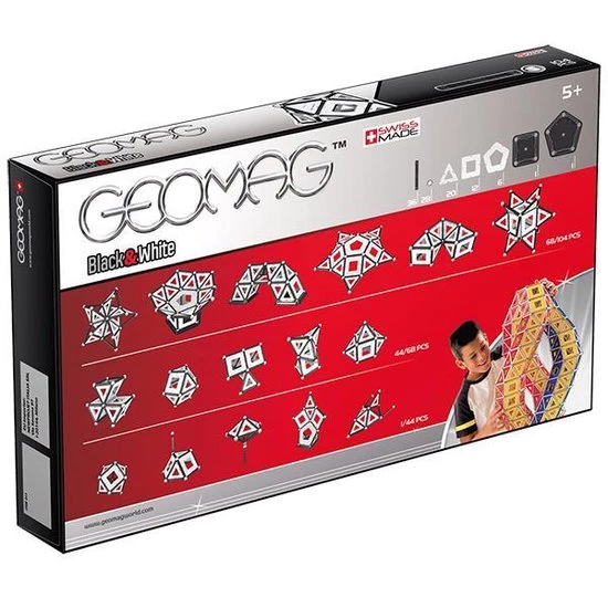 Geomag Panels Black&White 104 Delig 4 Geomag Panels Black&White 104 Delig - Afbeelding 2