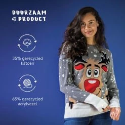 JAP Christmas JAP Foute Kersttrui - Rudolf Het Rendier - Kerstcadeau Volwassenen - Dames En Heren - Kerst - L - Grijs -duurzamer-speelgoed Verkoop 550x550 51