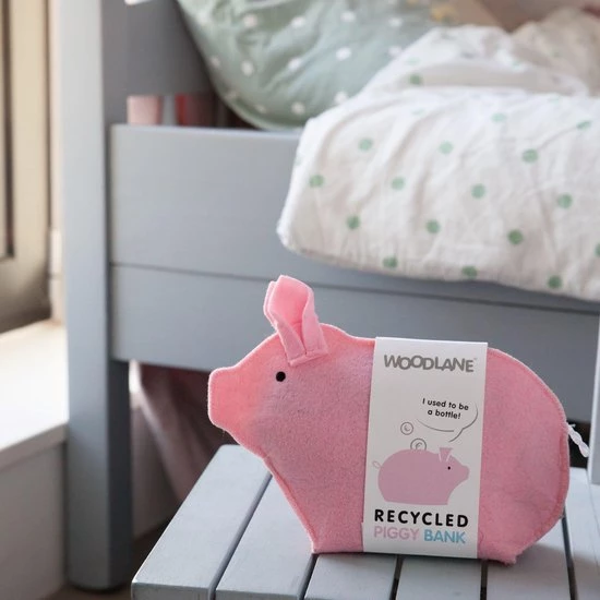 Woodlane Gerecyclede Spaarpot - Spaarvarken Roze 11 Woodlane Gerecyclede Spaarpot - Spaarvarken Roze - Afbeelding 9