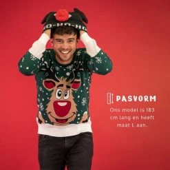JAP Christmas JAP Foute Kersttrui - Rudolf Het Rendier - Kerstcadeau Volwassenen - Dames En Heren - Kerst - 3XL - Groen -duurzamer-speelgoed Verkoop 550x550 528