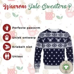 Jule Sweaters Foute Kersttrui Dames & Heren - Christmas Sweater "Klassiek Blauw" - 100% Biologisch Katoen - Kerst Trui Mannen & Vrouwen Maat XXXXL -duurzamer-speelgoed Verkoop 550x550 536