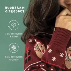 JAP Christmas JAP Foute Kersttrui - Beer Met Geschenk - Kerstcadeau Volwassenen - Dames En Heren - Kerst - 2XL - Donker Rood -duurzamer-speelgoed Verkoop 550x550 583