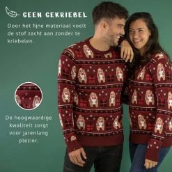 JAP Christmas JAP Foute Kersttrui - Beer Met Geschenk - Kerstcadeau Volwassenen - Dames En Heren - Kerst - 2XL - Donker Rood -duurzamer-speelgoed Verkoop 550x550 584