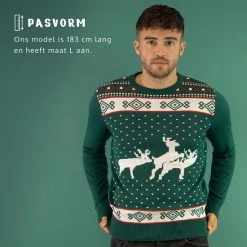 JAP Christmas JAP Foute Kersttrui - Rendier Trio - Kerstcadeau Volwassenen - Dames En Heren - Kerst - 4XL - Blauw -duurzamer-speelgoed Verkoop 550x550 590