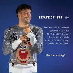 JAP Christmas JAP Foute Kersttrui - Rudolf Het Rendier - Kerstcadeau Volwassenen - Dames En Heren - Kerst - XL - Grijs -duurzamer-speelgoed Verkoop 550x550 618