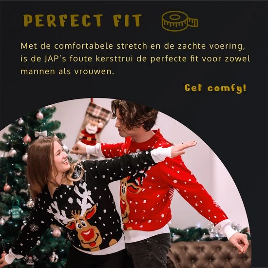 JAP Christmas JAP Foute Kersttrui - Rudolf Met 3D Neus Voor Volwassenen - Kerst - Dames En Heren - Kerstcadeau - M - Zwart 7 JAP Christmas JAP Foute Kersttrui - Rudolf Met 3D Neus Voor Volwassenen - Kerst - Dames En Heren - Kerstcadeau - M - Zwart - Afbeelding 5