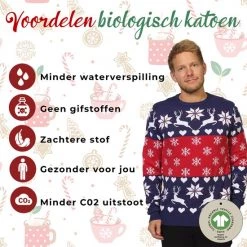 Jule Sweaters Foute Kersttrui Dames & Heren - Christmas Sweater "Kerst Rood & Blauw" - 100% Biologisch Katoen - Kerst Trui Mannen & Vrouwen Maat XXL -duurzamer-speelgoed Verkoop 550x550 658