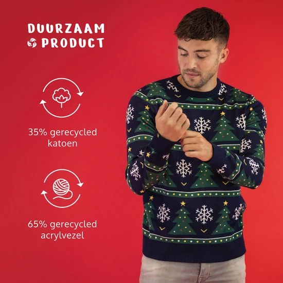 JAP Christmas JAP Foute Kersttrui - Christmas Tree - Kerstcadeau Volwassenen - Dames En Heren - Kerst - L - Donker Blauw 6 JAP Christmas JAP Foute Kersttrui - Christmas Tree - Kerstcadeau Volwassenen - Dames En Heren - Kerst - L - Donker Blauw - Afbeelding 4